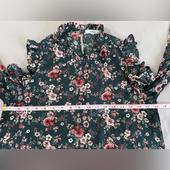 Ro & De Anthropologie Blouse Floral Green Long Bell Sleeve Off Shoulders Small - Picture 6 of 11